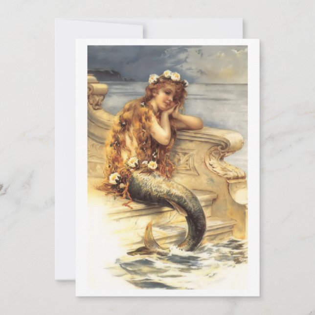 Vintage Little Mermaid Mitteilungskarte (Vorderseite)