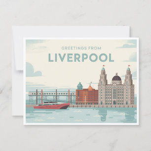 Vintage Liverpool Postkarte Grüße aus