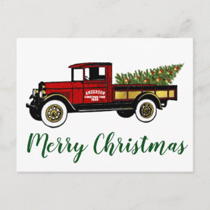 Vintage-LKW auf Ihrem Weihnachtsbaumfarm Postkarte