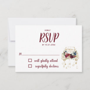 Vintage Lkw-Burgundy-Hochzeit RSVP Karte
