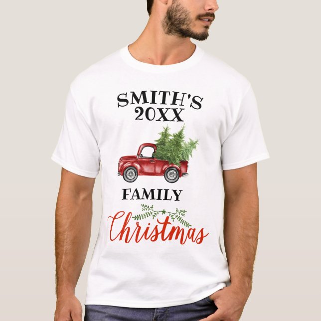 Vintage LKW-Familie - Weihnachten T-Shirt (Vorderseite)