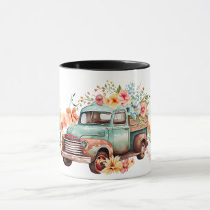 Vintage-LKW-Herbstblumen Tasse