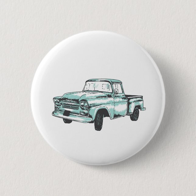 Vintage Lkw-Illustration Button (Vorderseite)