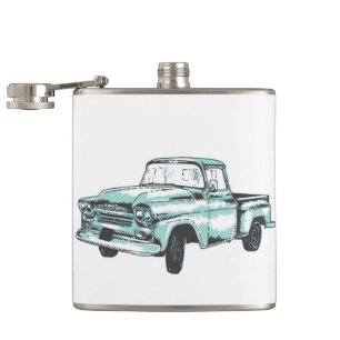 Vintage Lkw-Illustration Flachmann