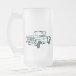 Vintage Lkw-Illustration Mattglas Bierglas