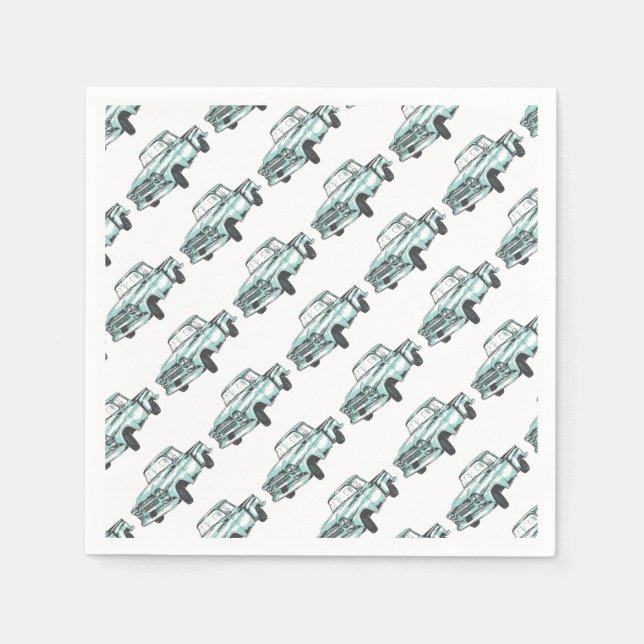 Vintage Lkw-Illustration Serviette (Vorderseite)