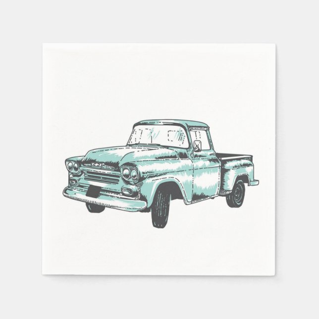 Vintage Lkw-Illustration Serviette (Vorderseite)