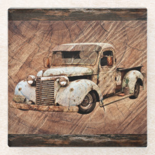 Vintage-LKW-Rustikal-Holzglasuntersetzer Glasuntersetzer