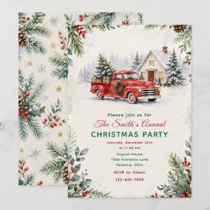 Vintage-LKW-Weihnachtsfeier Einladung
