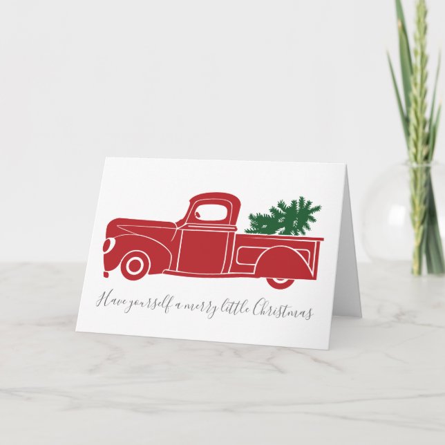 Vintage LKW-Weihnachtskarte Feiertagskarte (Vorderseite)