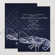 Vintage Lobster Navy Blauer Elegante Einladungen