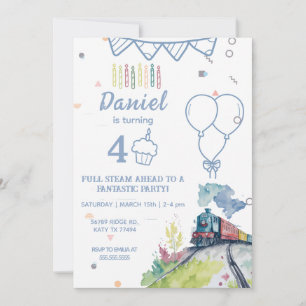 Vintage Locomotive Anniversaire Invitation Train E