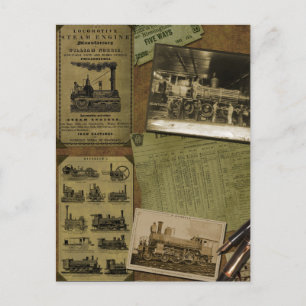 Vintage Locomotive Scrapbook Postcard Postkarte