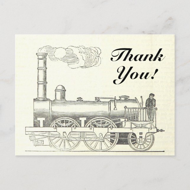 Vintage Lokomotive, "Danke!" Postkarte (Vorderseite)