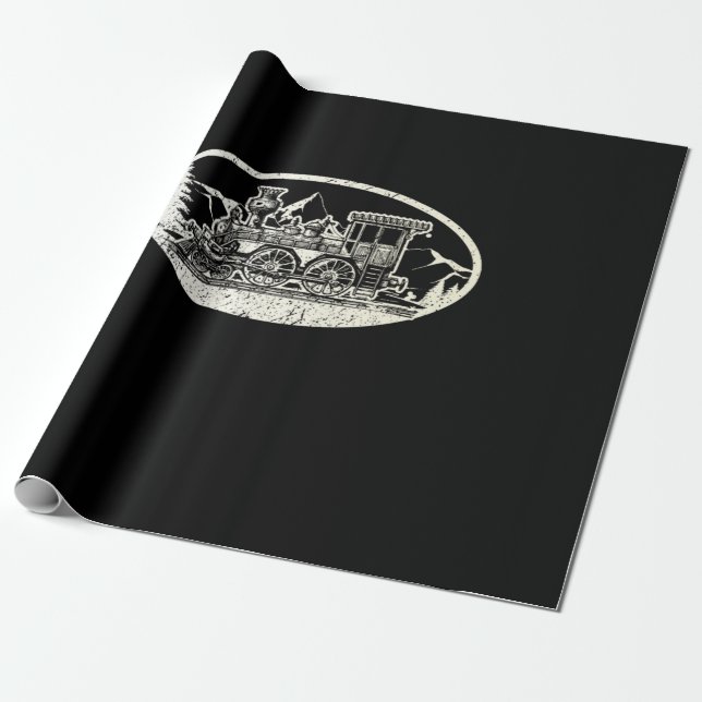 Vintage Lokomotive Eisenbahn Dampfzug Geschenkpapier (Ungerollt)