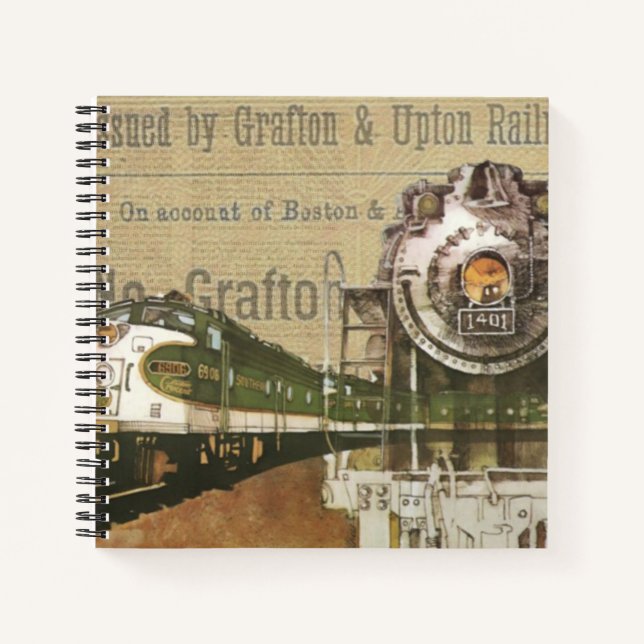 Vintage Lokomotive Motor Dampfbahn Notizbuch (Vorderseite)
