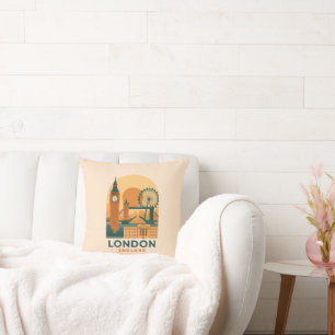 Vintage London England Reise   Retro  Kissen