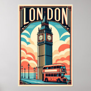 Vintage London England Reiseplakat Poster