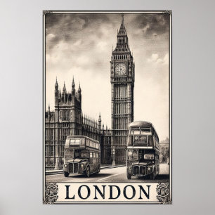 Vintage London England Reiseplakat Poster
