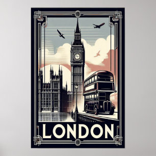 Vintage London England Reiseplakat Poster