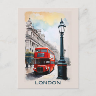 Vintage London England Rote Busreise Postkarte
