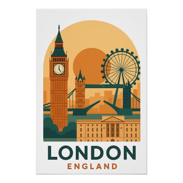 Vintage London England Travel Poster – Retro  (Vorderseite)