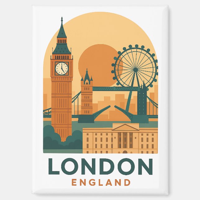Vintage London England Travel | Retro  Magnet (Vorderseite)