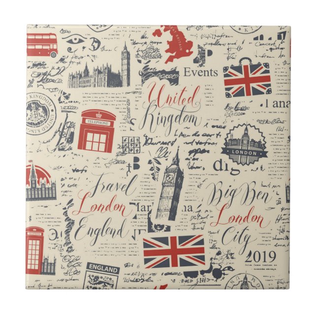 Vintage London Fliese (Vorderseite)