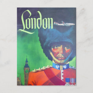 Vintage London Flugreise Big Ben Queen Guard Postkarte