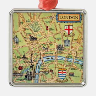 Vintage London-Karten-Ornament Ornament Aus Metall