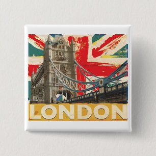 Vintage London Plakat Button