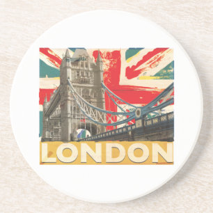 Vintage London Plakat Sandstein Untersetzer