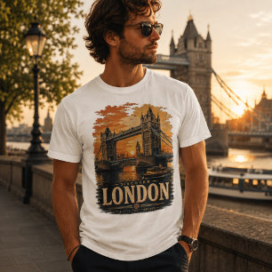 Vintage London Tower Bridge Sonnenuntergang Retro T-Shirt