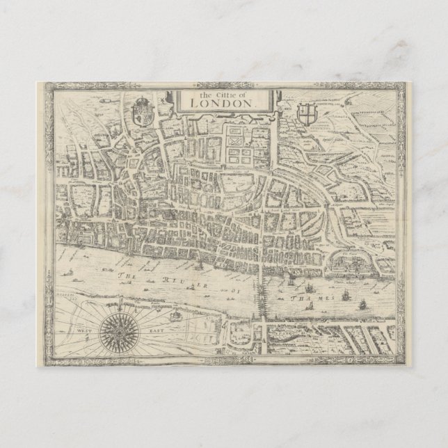 Vintage Londoner Kartenstadt Postkarte (Vorderseite)