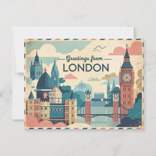 Vintage Londoner Postkarte   Grüße aus London