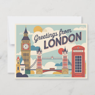 Vintage Londoner Postkarte   Grüße aus London