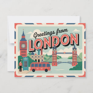 Vintage Londoner Postkarte   Grüße aus London