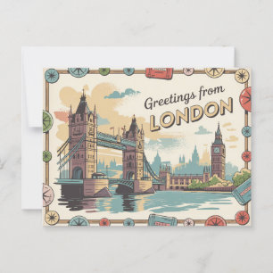 Vintage Londoner Postkarte   Grüße aus London