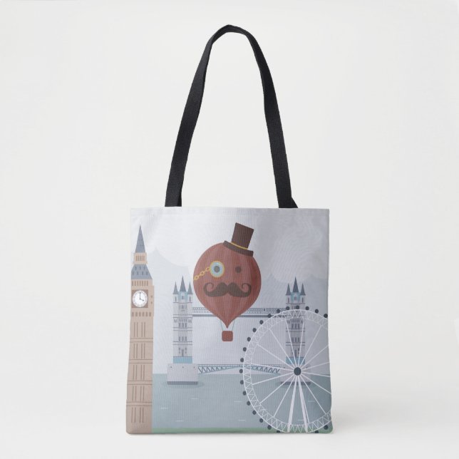 Vintage Londoner Reiseszene Tasche (Vorderseite)