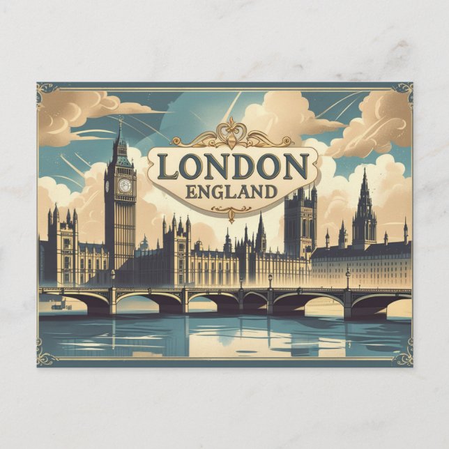 Vintage Londoner Szenen Postkarte (Vorderseite)