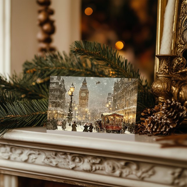 Vintage Londoner Winterweihnachtsstadt Feiertagspostkarte (Von Creator hochgeladen)