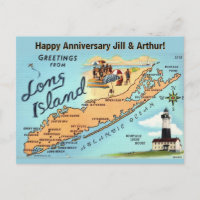 Vintage Long Island Karte Anlass Postkarte