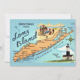 Vintage Long Island Map 5x7 Big Postcard Dankeskarte