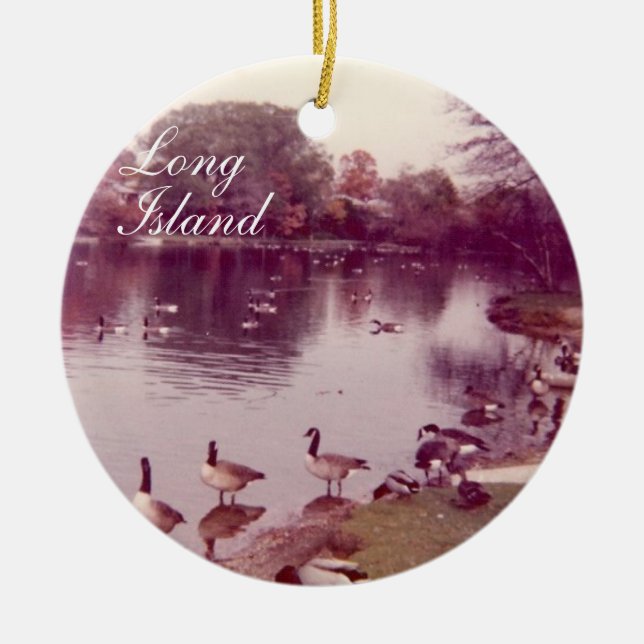 Vintage Long- Islandfeiertags-Verzierung Keramikornament (Vorne)