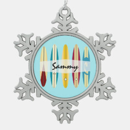 Vintage Longboards Schneeflocken Zinn-Ornament