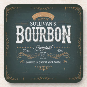 Vintage-Look ADD NAME American Bourbon Whiskey Bar Getränkeuntersetzer