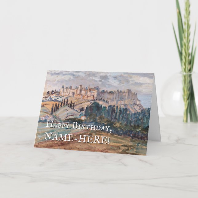 Vintage Look, Château, Collines, Carte Anniversair (Devant)