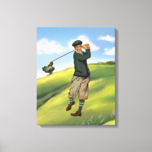 Vintage-Look Golfspieler Golf Leinwanddruck
