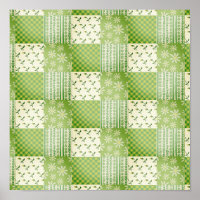 Vintage-Look Grün und Ecru Patchwork