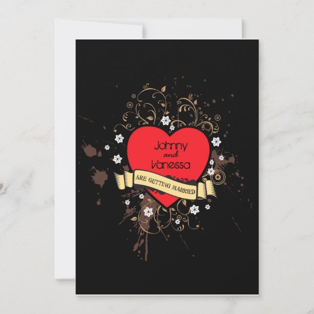 Vintage Look Rock & Roll Music Hochzeit Einladung (Vorderseite)